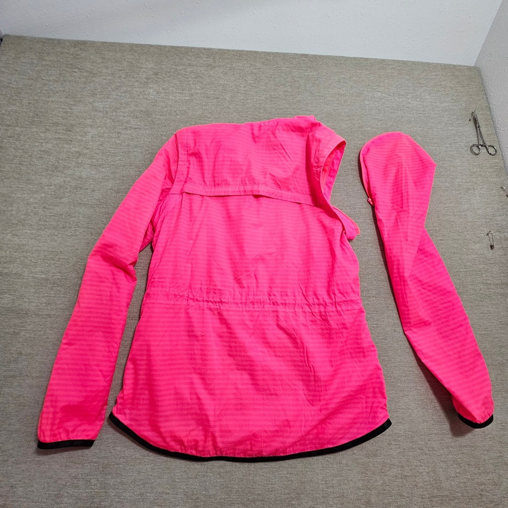Nike Golf Windbreaker Jacket Women Small Neon Pink Full Zip Striped 725690-617 - Picture 2 of 12